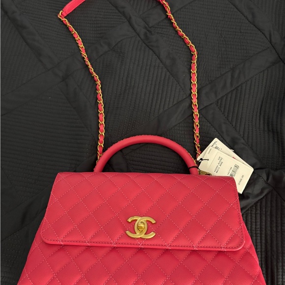 Chanel Dark Pink Quilted Top-Handle Flap Bag - Picture 9 of 10